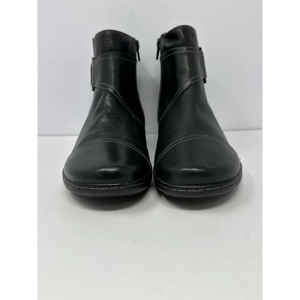 Clarks Collection Cora Women's Sz 9.5 M Leather Ankle Boots Black Booties P7
